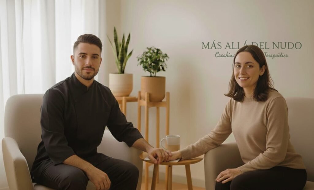 dos personas contenta en más allá del nudo.